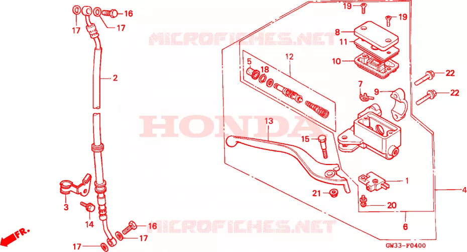 VOORREM HOOFDCILINDER Honda SCOOTER 90 YUPY 1994  NH90R