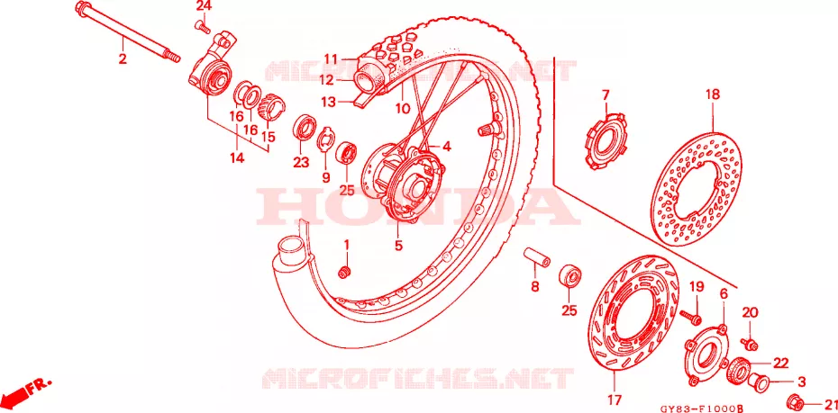 VOOR WIEL Honda MOTO 75 CRM 1989  CRM75RK
