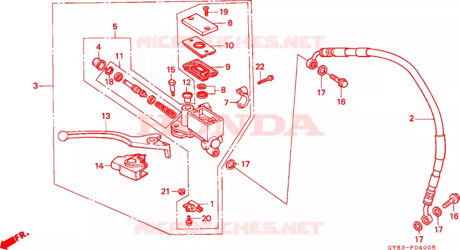 VOORREM HOOFDCILINDER Honda MOTO 75 CRM 1994  CRM75RR