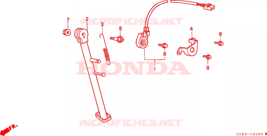 ZIJDE STANDAARD Honda MOTO 75 CRM 1991  CRM75RM