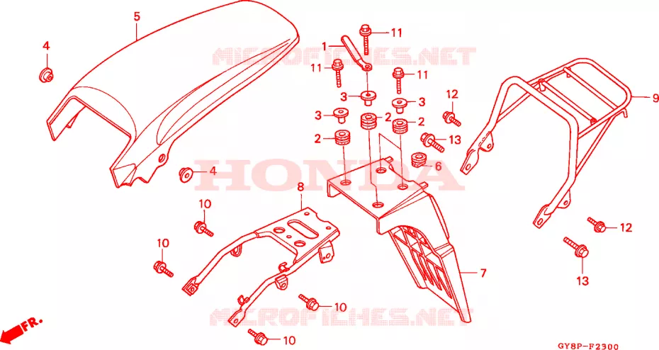 ACHTER STROOMLIJNKAP Honda MOTO 50 CRM 1993  CRM50RP
