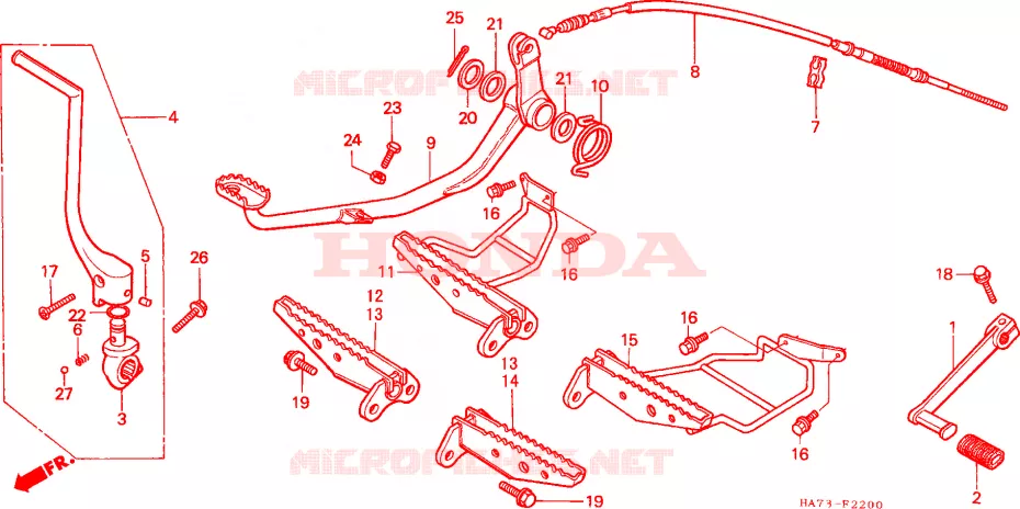 OPSTAP/PEDAAL Honda ATV 350 FOURTRAX 1989  TRX350DK