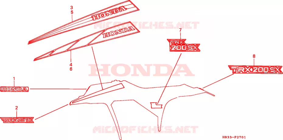 EMBLEEM(2) Honda ATV 200 FOURTRAX 1987  TRX200SXH