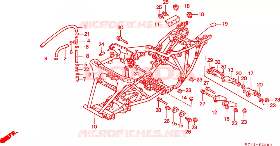 FRAME CHASSIS Honda ATV 300 FOURTRAX 1991  TRX300M