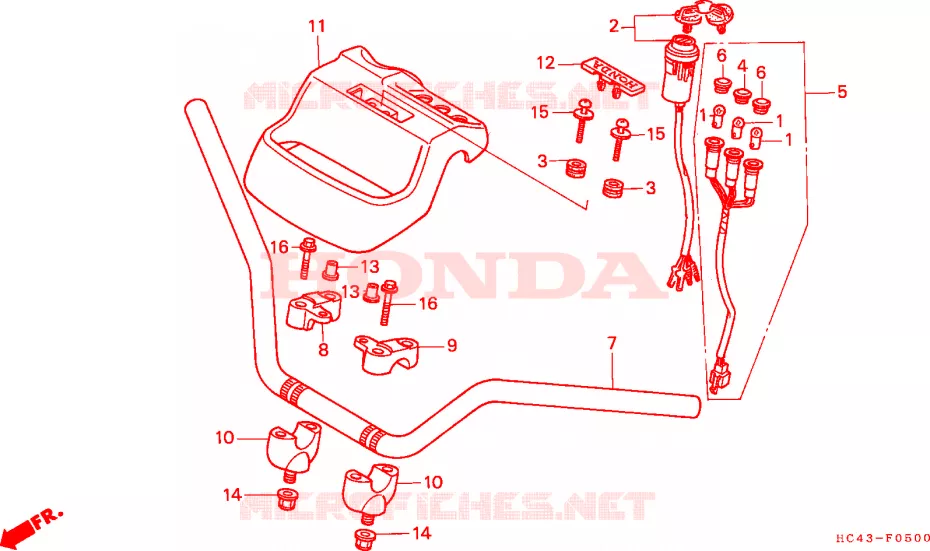 HENDEL PIJP/SLEUTELSTEL Honda ATV 300 FOURTRAX 1990  TRX300FWL