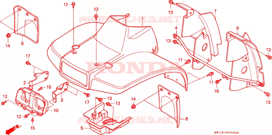 VOOR STROOMLIJNKAP Honda ATV 200 FOURTRAX 1994  TRX200DR