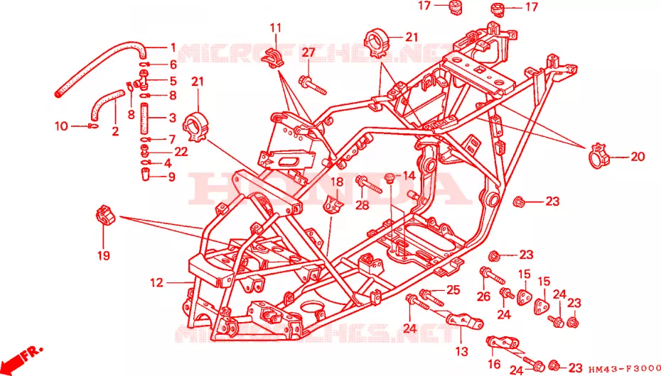 FRAME CHASSIS Honda ATV 300 FOURTRAX 1998  TRX300W
