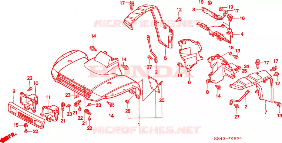 VOOR STROOMLIJNKAP Honda ATV 300 FOURTRAX 1999  TRX300FWX