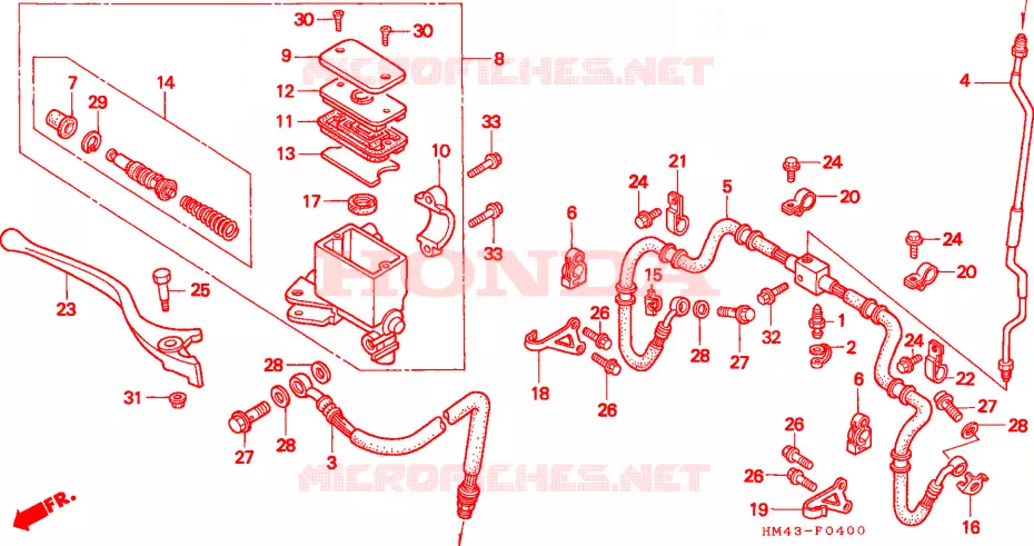 VOORREM HOOFDCILINDER Honda ATV 300 FOURTRAX 1996  TRX300T