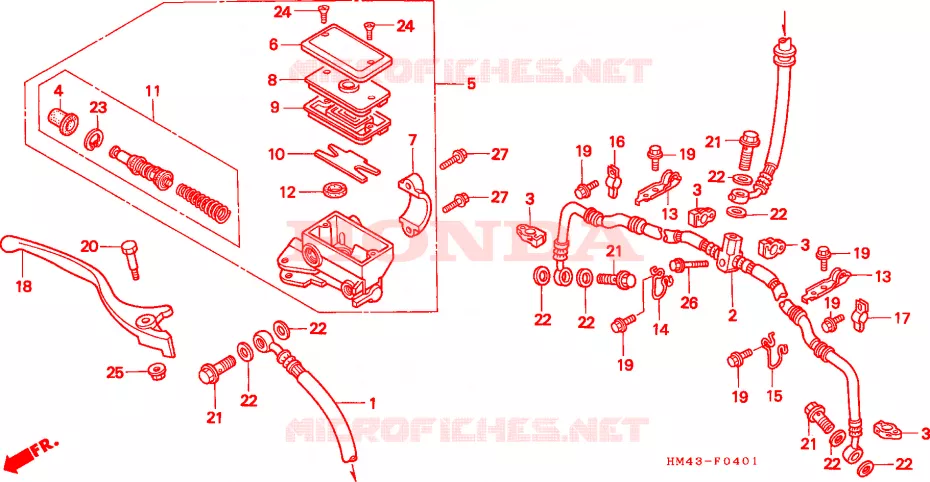 VOORREM HOOFDCILINDER Honda ATV 300 FOURTRAX 1998  TRX300FWW