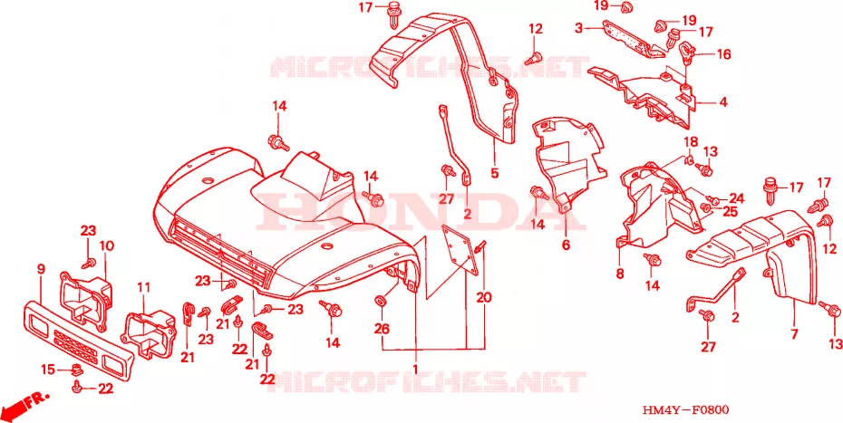 VOOR STROOMLIJNKAP Honda ATV 300 FOURTRAX 2000  TRX300FWY