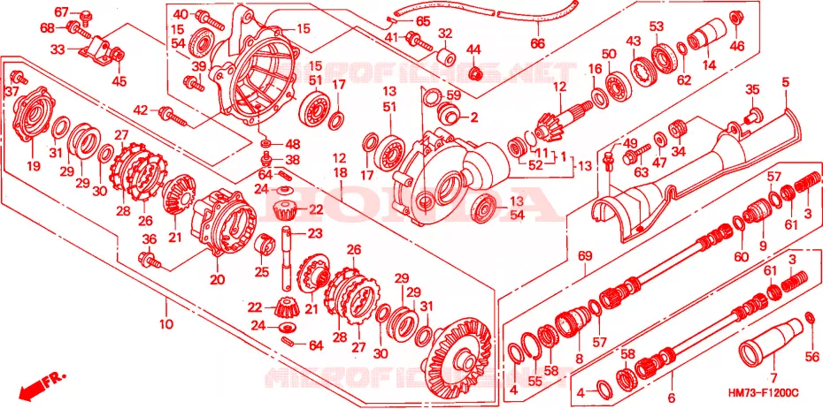 VOOR LAATSTE VERSNELLING(1) Honda ATV 400 FOURTRAX 1996  TRX400FWT