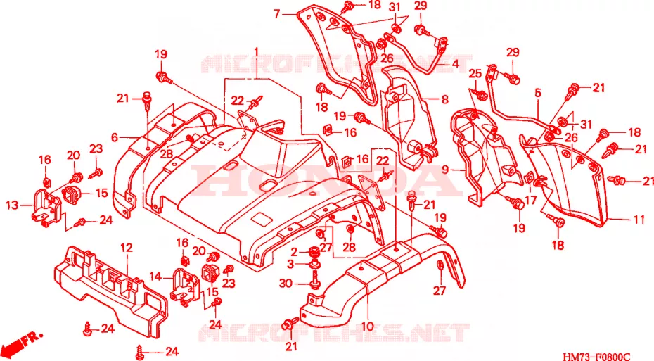 VOOR STROOMLIJNKAP(1) Honda ATV 400 FOURTRAX 2001  TRX400FW1
