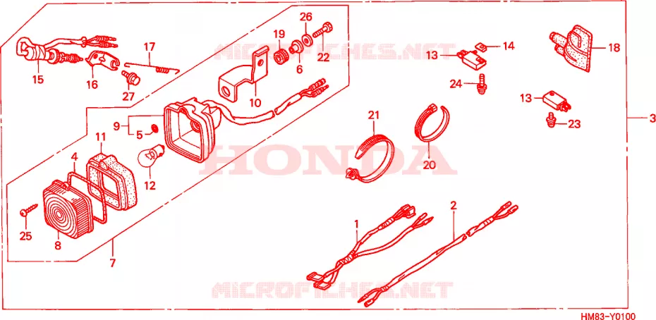 REMLICHT SET(1) Honda ATV 250 FOURTRAX 2000  TRX250Y