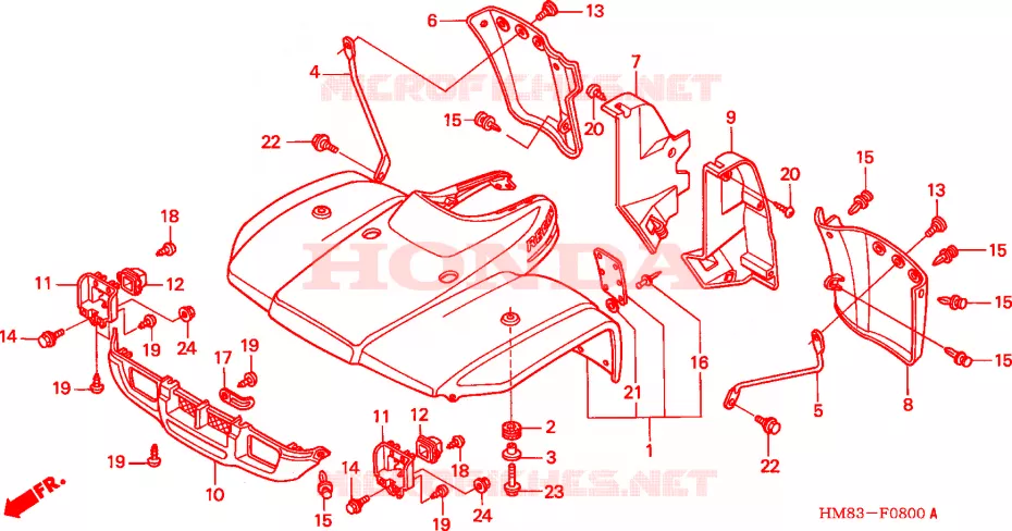 VOOR STROOMLIJNKAP Honda ATV 250 FOURTRAX 1998  TRX250W