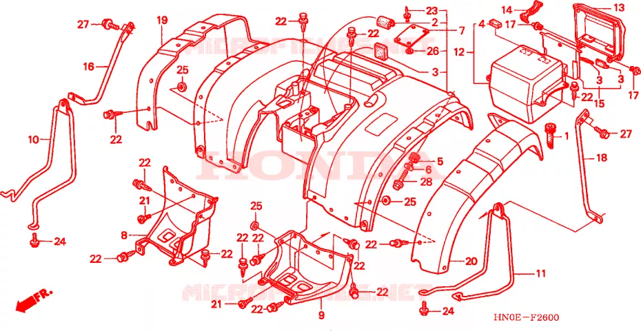 ACHTER STROOMLIJNKAP Honda ATV 450 FOURTRAX 2003  TRX450FE3