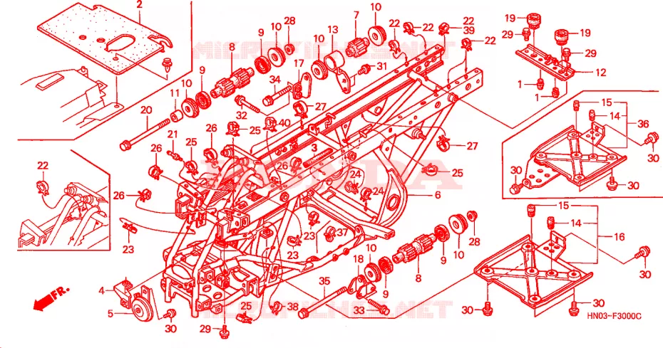 FRAME CHASSIS Honda ATV 450 FOURTRAX 2001  TRX450ES1