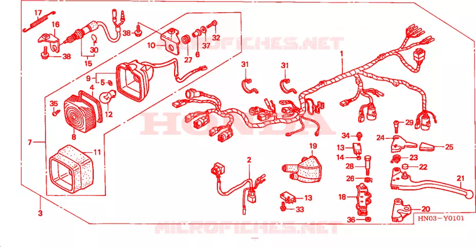 REMLICHT SET(2) Honda ATV 450 FOURTRAX 1998  TRX450ESW