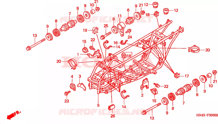 FRAME CHASSIS Honda ATV 350 FOURTRAX 2000  TRX350FMY