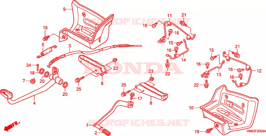PEDAAL/OPSTAP/SPATSCHERM (TRX250EX1/2/3/4/5) Honda ATV 250 FOURTRAX 2005  TRX250EX5