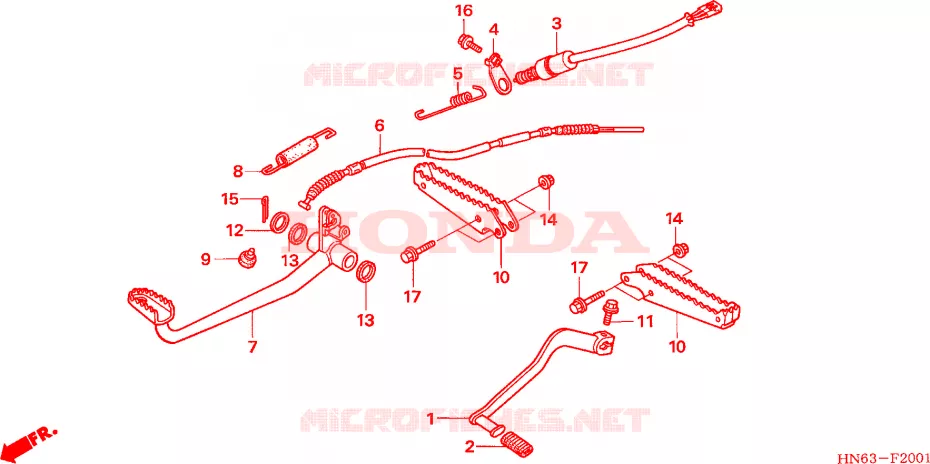 PEDAAL/OPSTAP (TRX250EX6/7/8) Honda ATV 250 FOURTRAX 2007  TRX250EX7