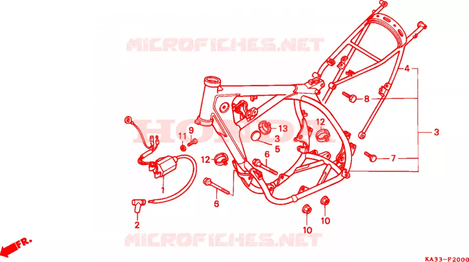 FRAME CHASSIS/ONTSTEKINGSSPOEL(1) Honda MOTO 125 CR 1984  CR125RE