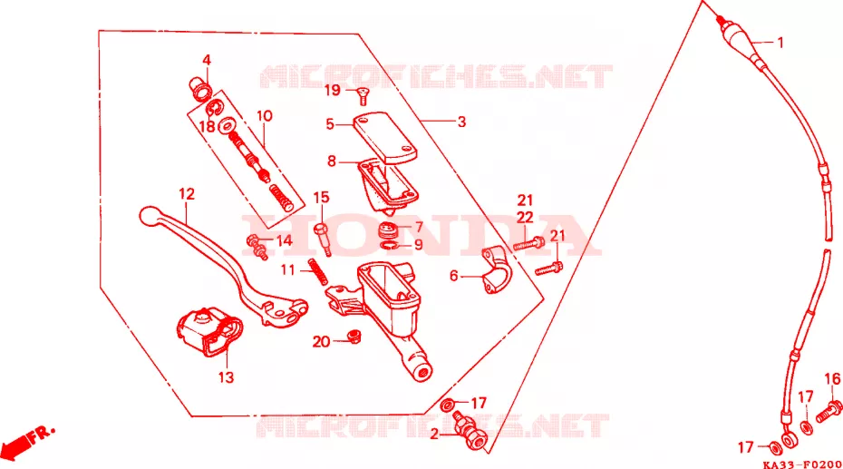 VOOR REM HOOFDCILINDER Honda MOTO 125 CR 1988  CR125RJ
