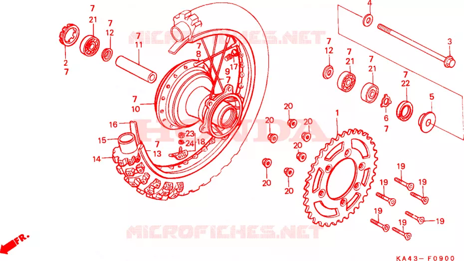 ACHTER WIEL(1) Honda MOTO 250 CR 1986  CR250RG_J