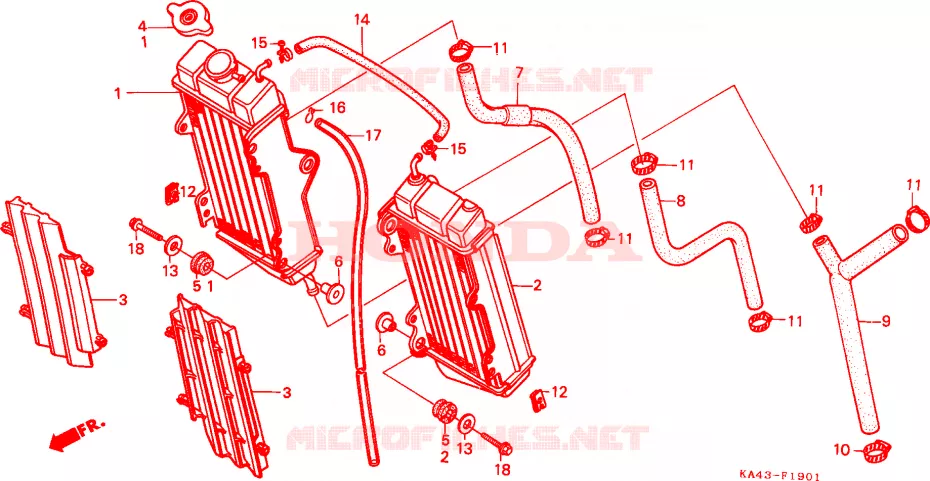 RADIATEUR(2) Honda MOTO 250 CR 1985  CR250RF_J