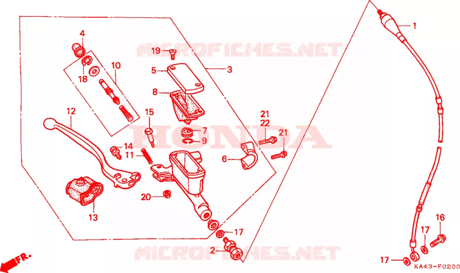 VOOR REM HOOFDCILINDER Honda MOTO 250 CR 1986  CR250RG_J
