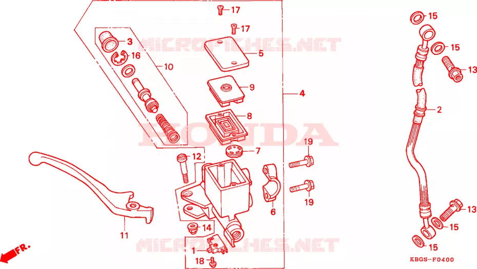 VOOR REM HOOFDCILINDER Honda MOTO 250 CB 2000  CB250Y