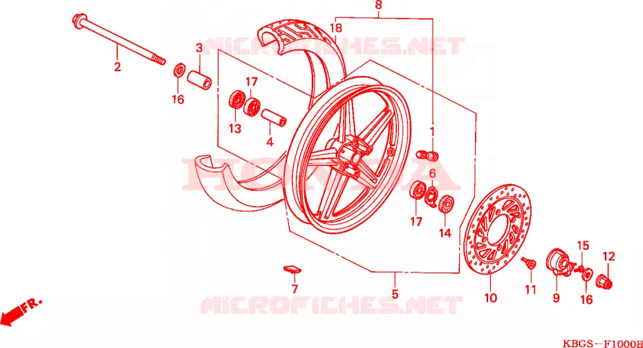 VOOR WIEL(1) Honda MOTO 250 CB 2000  CB250Y