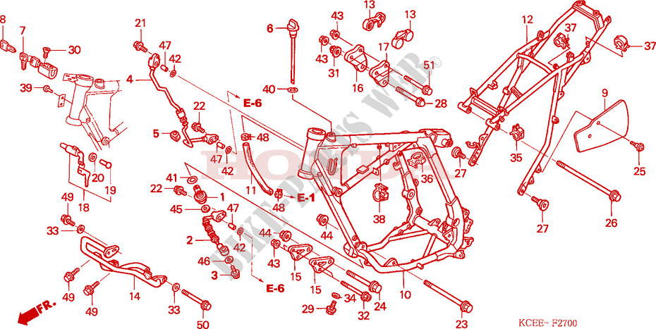 FRAME CHASSIS voor Honda XR 250 R 2004