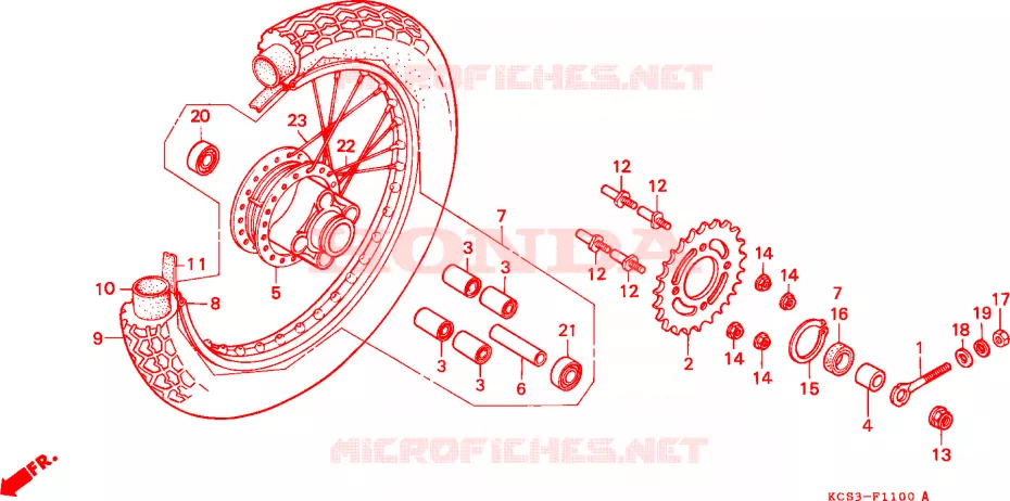 ACHTER WIEL Honda MOTO 125 CG 1993  CG125P_SS