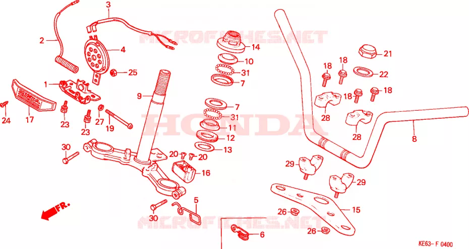 HENDEL PIJP/BOVENSTE BRUG/ STURING STANG Honda MOTO 100 other-models 1984  H100SD