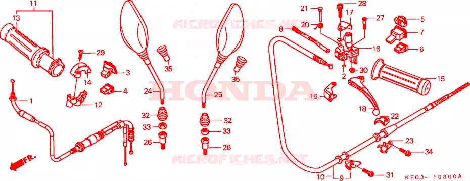 HENDEL HEFBOOM/SCHAKELAAR/KABEL Honda SCOOTER 100 SCOOPY 2000  SH100Y-SP