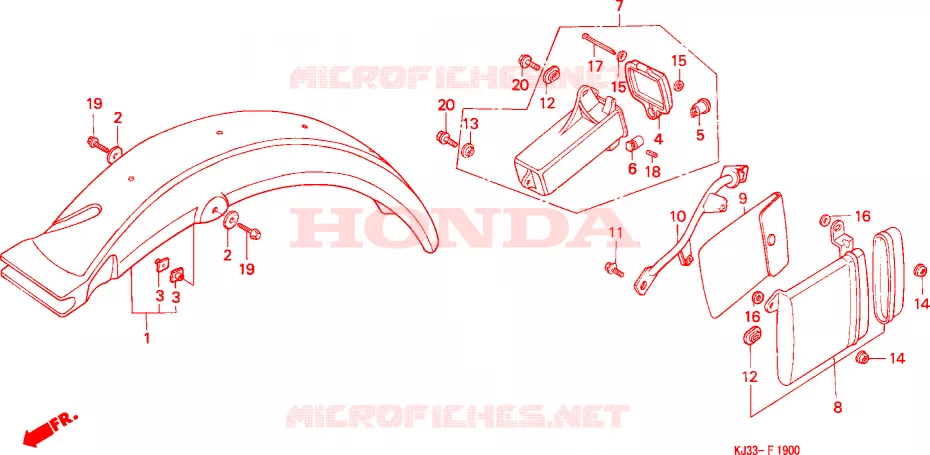 ACHTER STROOMLIJNKAP Honda MOTO 125 TRIAL 1988  TL125J