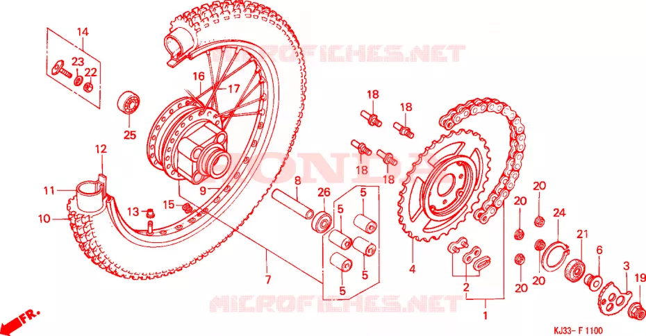 ACHTER WIEL Honda MOTO 125 TRIAL 1983  TL125D