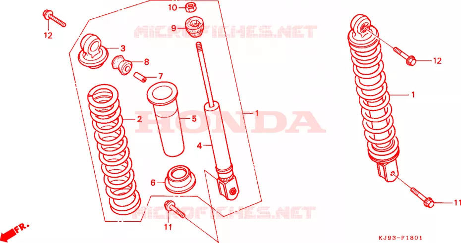 ACHTER KUSSEN (CH125G/J/L/M/N/P/R) Honda SCOOTER 125 SPACY 1990  CH125L