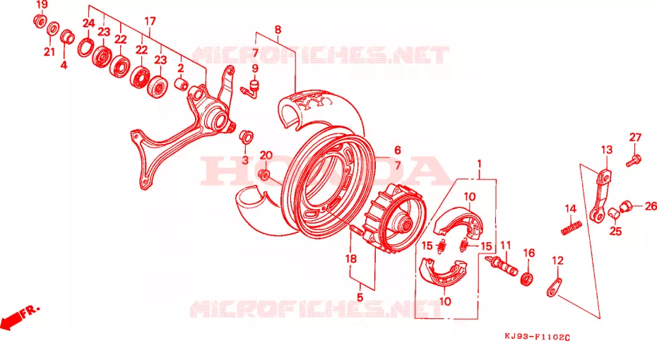 ACHTER WIEL (CH125J/L/M/N/P/R) Honda SCOOTER 125 SPACY 1992  CH125N