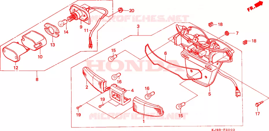 ACHTERLICHT(4) Honda SCOOTER 125 SPACY 1992  CH125N