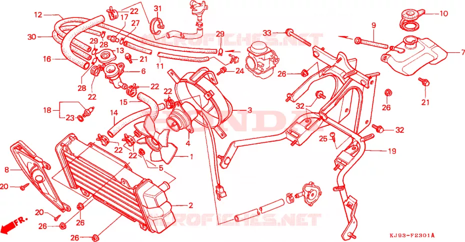RADIATOR (CH125J/L/M/N/P/R) Honda SCOOTER 125 SPACY 1992  CH125N