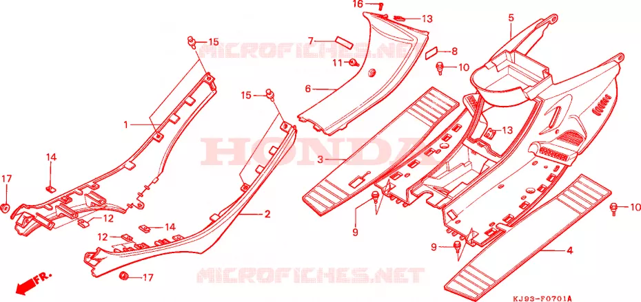 ZIJDE RAIL/VLOERPANEEL (CH125J/L/M/N/P/R) Honda SCOOTER 125 SPACY 1990  CH125L