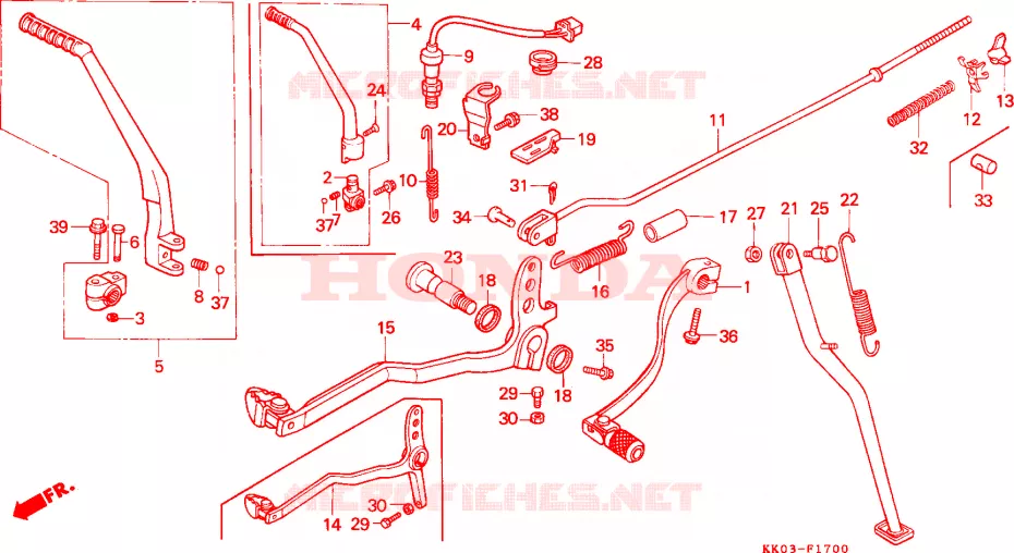 PEDAAL/KICKSTARTER ARM Honda MOTO 200 XR 1992  XR200RN