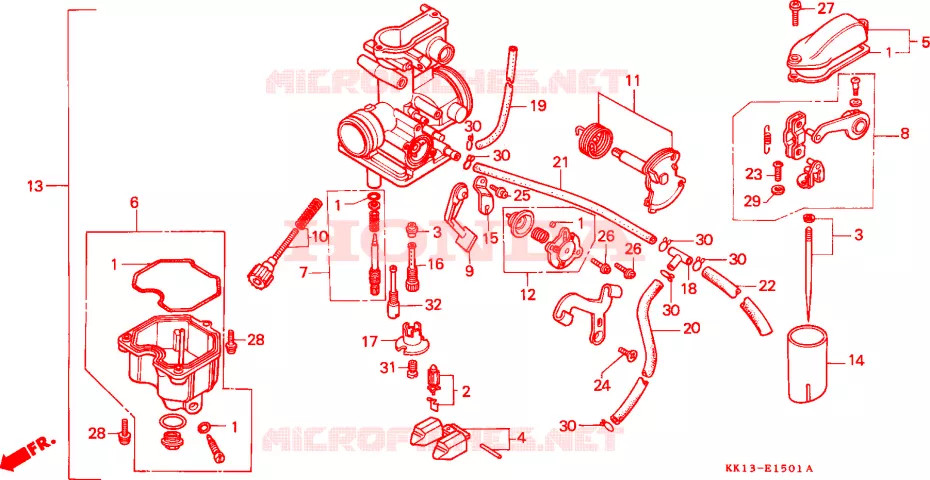 CARBURATEUR (XR250RG/RH/RJ/RK/RL/RM) Honda MOTO 250 XR 1986  XR250RG