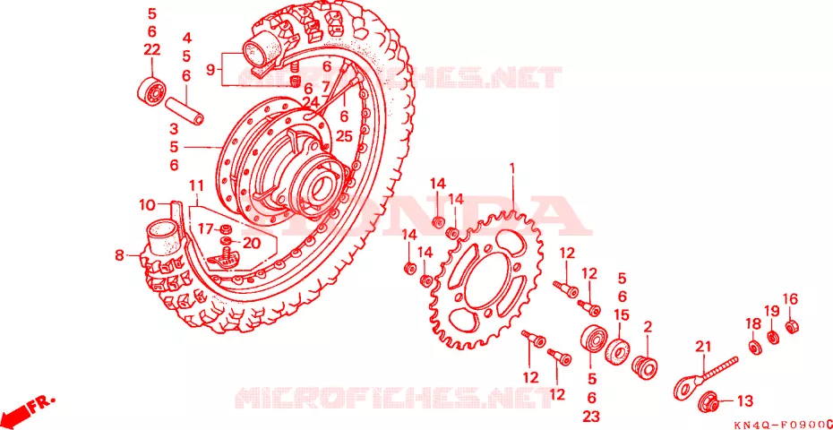ACHTER WIEL Honda MOTO 100 XR 1998  XR100RW