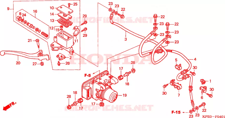 VOORREM HOOFDCILINDER/ABS MODULATOR Honda SCOOTER 250 JAZZ 2003  NSS250A3