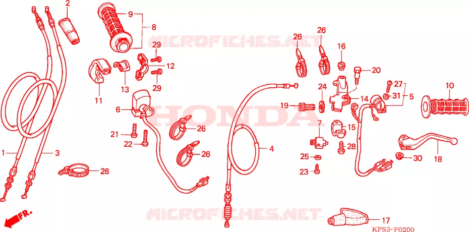 HENDEL HEFBOOM/SCHAKELAAR/KABEL Honda MOTO 230 CRF 2008  CRF230F8