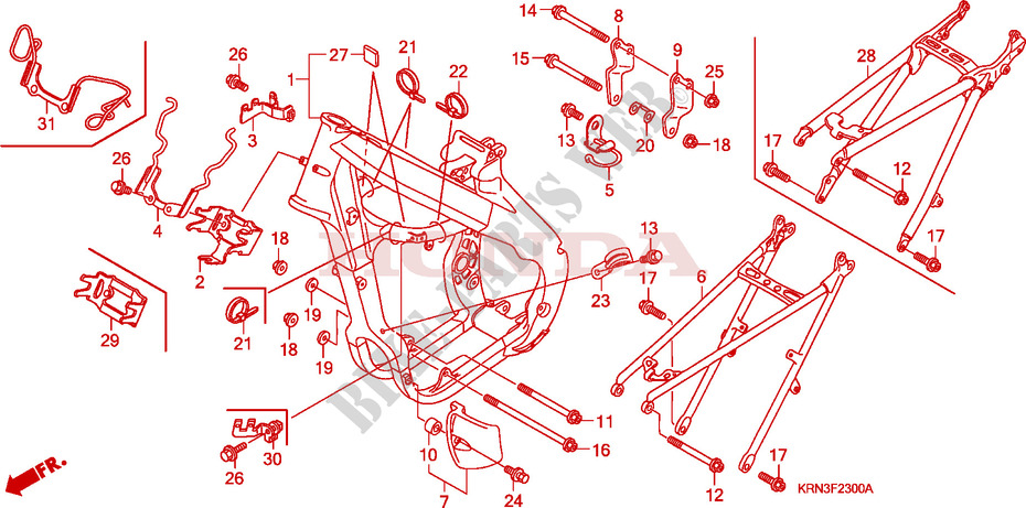 FRAME CHASSIS voor Honda CRF 250 R RED 2009