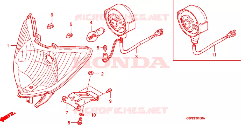KOPLAMP Honda SCOOTER 100 LEAD 2009  SCV100F9